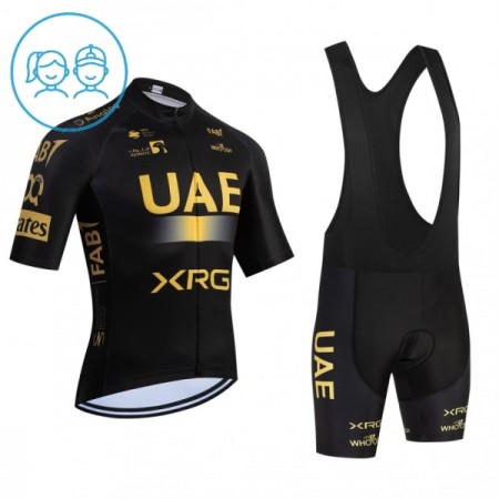 Set Fietsshirt + Korte Koersbroek 2026 UAE TEAM EMIRATES XRG Geel Kids