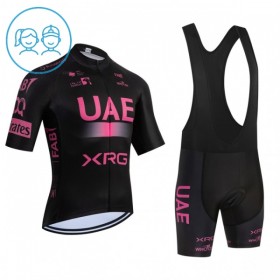 Set Fietsshirt + Korte Koersbroek 2026 UAE TEAM EMIRATES XRG Roze Kids