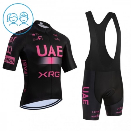 Set Fietsshirt + Korte Koersbroek 2026 UAE TEAM EMIRATES XRG Roze Kids