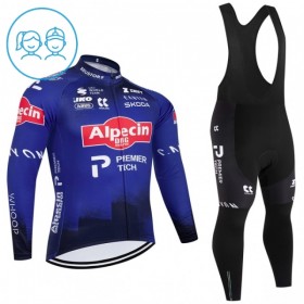 Set Fietsshirt Lange Mouw + Lange Koersbroek 2026 Alpecin Premier Tech Blauw Kids