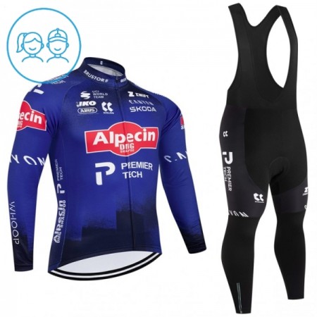 Set Fietsshirt Lange Mouw + Lange Koersbroek 2026 Alpecin Premier Tech Blauw Kids