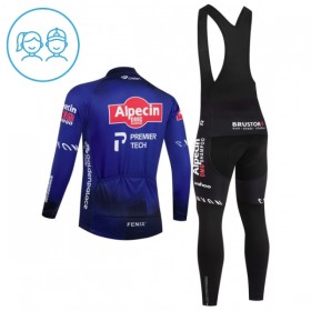 Set Fietsshirt Lange Mouw + Lange Koersbroek 2026 Alpecin Premier Tech Blauw Kids