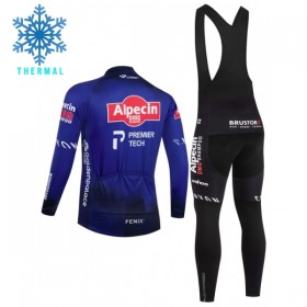 Set Fietsshirt Lange Mouw + Lange Koersbroek 2026 Alpecin Premier Tech Winter Thermal Fleece Blauw