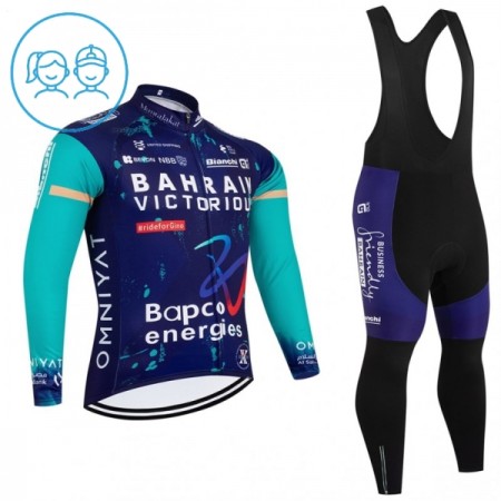 Set Fietsshirt Lange Mouw + Lange Koersbroek 2026 Bahrain Victorious Blauw Kids Set Fietsshirt Lange Mouw + Lange Koersbroek 2026 Bahrain Victorious Blauw Kids