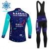 Set Fietsshirt Lange Mouw + Lange Koersbroek 2026 Bahrain Victorious Winter Thermal Fleece Blauw