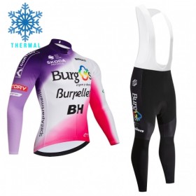 Set Fietsshirt Lange Mouw + Lange Koersbroek 2026 Burgos Burpellet BH Winter Thermal Fleece Rood