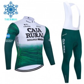 Set Fietsshirt Lange Mouw + Lange Koersbroek 2026 Caja Rural Seguros RGA Winter Thermal Fleece Groente