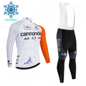 Set Fietsshirt Lange Mouw + Lange Koersbroek 2026 Cannondale Winter Thermal Fleece Wit