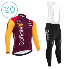 Set Fietsshirt Lange Mouw + Lange Koersbroek 2026 Cofidis Rood Kids