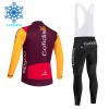 Set Fietsshirt Lange Mouw + Lange Koersbroek 2026 Cofidis Winter Thermal Fleece Rood
