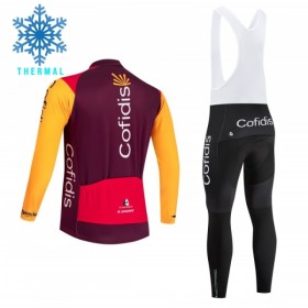 Set Fietsshirt Lange Mouw + Lange Koersbroek 2026 Cofidis Winter Thermal Fleece Rood