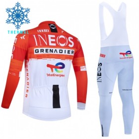 Set Fietsshirt Lange Mouw + Lange Koersbroek 2026 INEOS Grenadiers Winter Thermal Fleece Rood