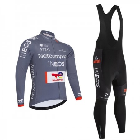Set Fietsshirt Lange Mouw + Lange Koersbroek 2026 Netcompany Ineos Gray 