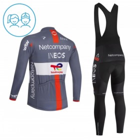 Set Fietsshirt Lange Mouw + Lange Koersbroek 2026 Netcompany Ineos Gray Kids