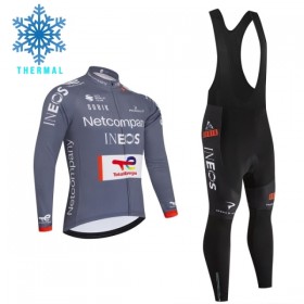 Set Fietsshirt Lange Mouw + Lange Koersbroek 2026 Netcompany Ineos Gray Winter Thermal Fleece
