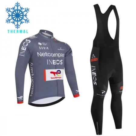 Set Fietsshirt Lange Mouw + Lange Koersbroek 2026 Netcompany Ineos Gray Winter Thermal Fleece Set Fietsshirt Lange Mouw + Lange Koersbroek 2026 Netcompany Ineos Gray Winter Thermal Fleece