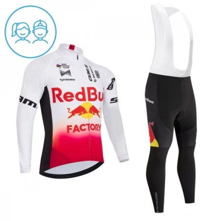 Set Fietsshirt Lange Mouw + Lange Koersbroek 2026 Redbull Factory Wit Kids