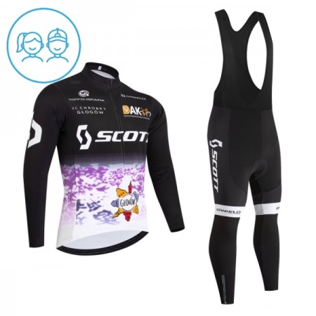 Set Fietsshirt Lange Mouw + Lange Koersbroek 2026 Scott Zwart Kids