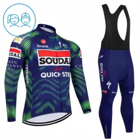 Set Fietsshirt Lange Mouw + Lange Koersbroek 2026 Soudal Quick Step Blauw Kids