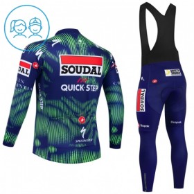 Set Fietsshirt Lange Mouw + Lange Koersbroek 2026 Soudal Quick Step Blauw Kids