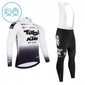 Set Fietsshirt Lange Mouw + Lange Koersbroek 2026 Tirol KTM Wit Kids