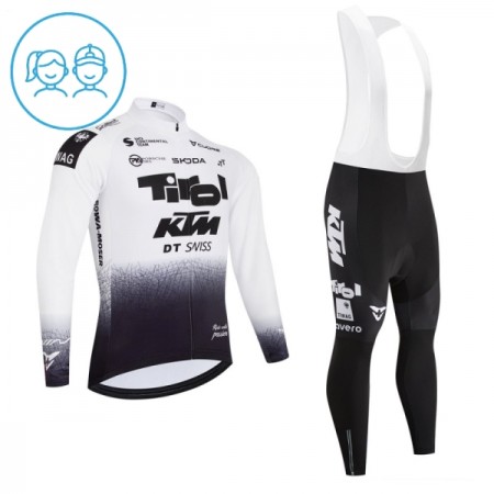 Set Fietsshirt Lange Mouw + Lange Koersbroek 2026 Tirol KTM Wit Kids