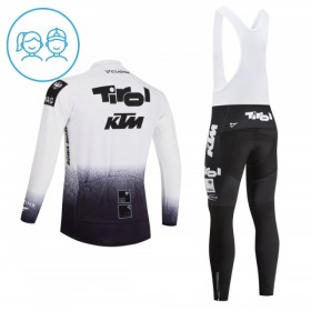 Set Fietsshirt Lange Mouw + Lange Koersbroek 2026 Tirol KTM Wit Kids