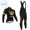 Set Fietsshirt Lange Mouw + Lange Koersbroek 2026 UAE TEAM EMIRATES XRG Geel Kids