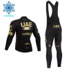 Set Fietsshirt Lange Mouw + Lange Koersbroek 2026 UAE TEAM EMIRATES XRG Winter Thermal Fleece Geel