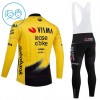 Set Fietsshirt Lange Mouw + Lange Koersbroek 2026 Visma Lease A Bike Geel Kids