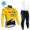 Set Fietsshirt Lange Mouw + Lange Koersbroek 2026 Visma Lease A Bike Winter Thermal Fleece Geel Set Fietsshirt Lange Mouw + Lange Koersbroek 2026 Visma Lease A Bike Winter Thermal Fleece Geel