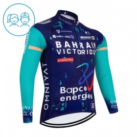 Wielershirt 2026 Bahrain Victorious Lange Mouw Blauw Kids