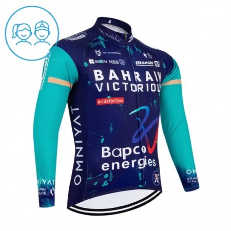Wielershirt 2026 Bahrain Victorious Lange Mouw Blauw Kids Wielershirt 2026 Bahrain Victorious Lange Mouw Blauw Kids