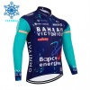 Wielershirt 2026 Bahrain Victorious Lange Mouw Winter Thermal Fleece Blauw