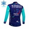 Wielershirt 2026 Bahrain Victorious Lange Mouw Winter Thermal Fleece Blauw