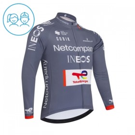Wielershirt 2026 Netcompany Ineos Gray Lange Mouw Kids