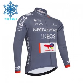 Wielershirt 2026 Netcompany Ineos Gray Lange Mouw Winter Thermal Fleece