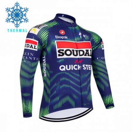 Wielershirt 2026 Soudal Quick Step Lange Mouw Winter Thermal Fleece Blauw Wielershirt 2026 Soudal Quick Step Lange Mouw Winter Thermal Fleece Blauw