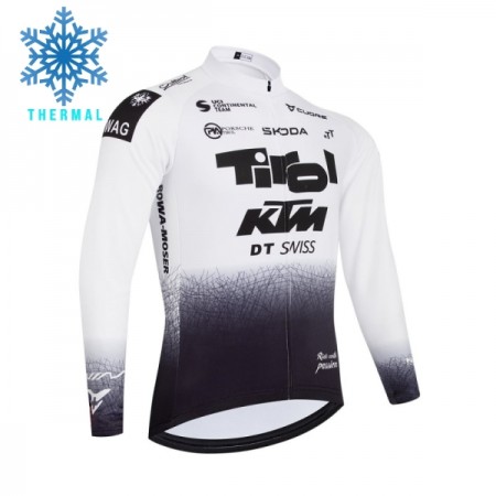 Wielershirt 2026 Tirol KTM Lange Mouw Winter Thermal Fleece Wit Wielershirt 2026 Tirol KTM Lange Mouw Winter Thermal Fleece Wit