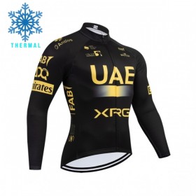 Wielershirt 2026 UAE TEAM EMIRATES XRG Lange Mouw Winter Thermal Fleece Geel