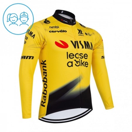 Wielershirt 2026 Visma Lease A Bike Lange Mouw Geel Kids