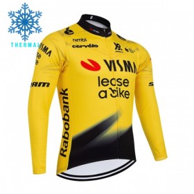 Wielershirt 2026 Visma Lease A Bike Lange Mouw Winter Thermal Fleece Geel