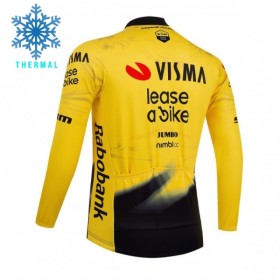 Wielershirt 2026 Visma Lease A Bike Lange Mouw Winter Thermal Fleece Geel